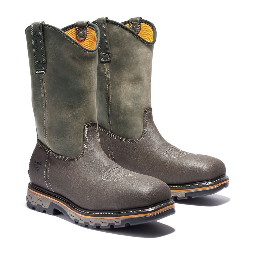 Bocanci Pro Timberland Barbati Masline Verzi/Maro - True Grit Waterproof Composite-Toe Pull-On - Rom